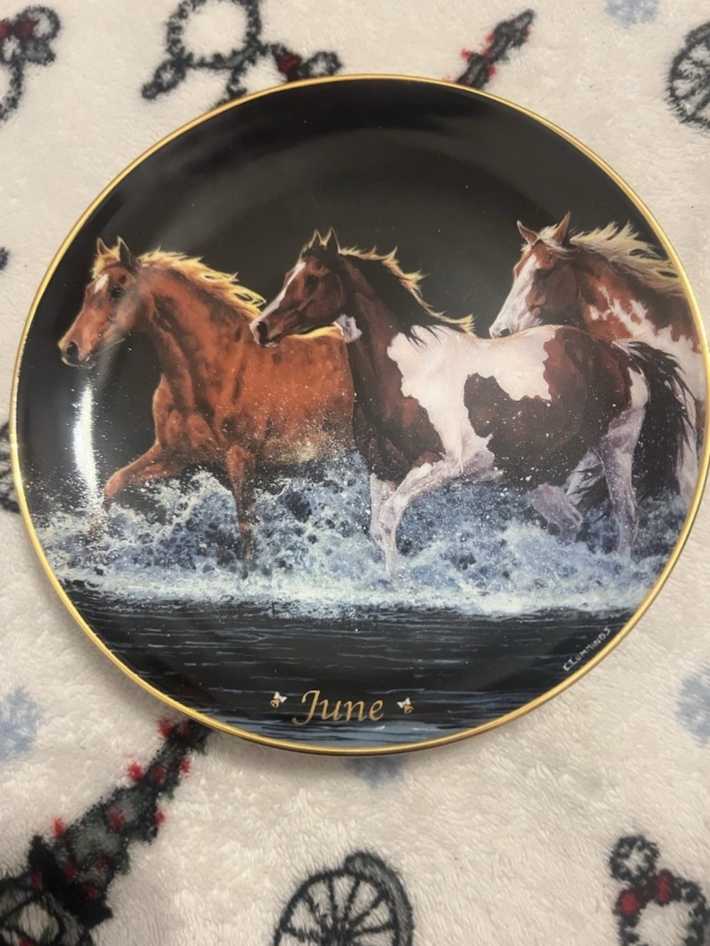 Danbury Mint Horses For All Seasons June Month Calendar Plate Cummings